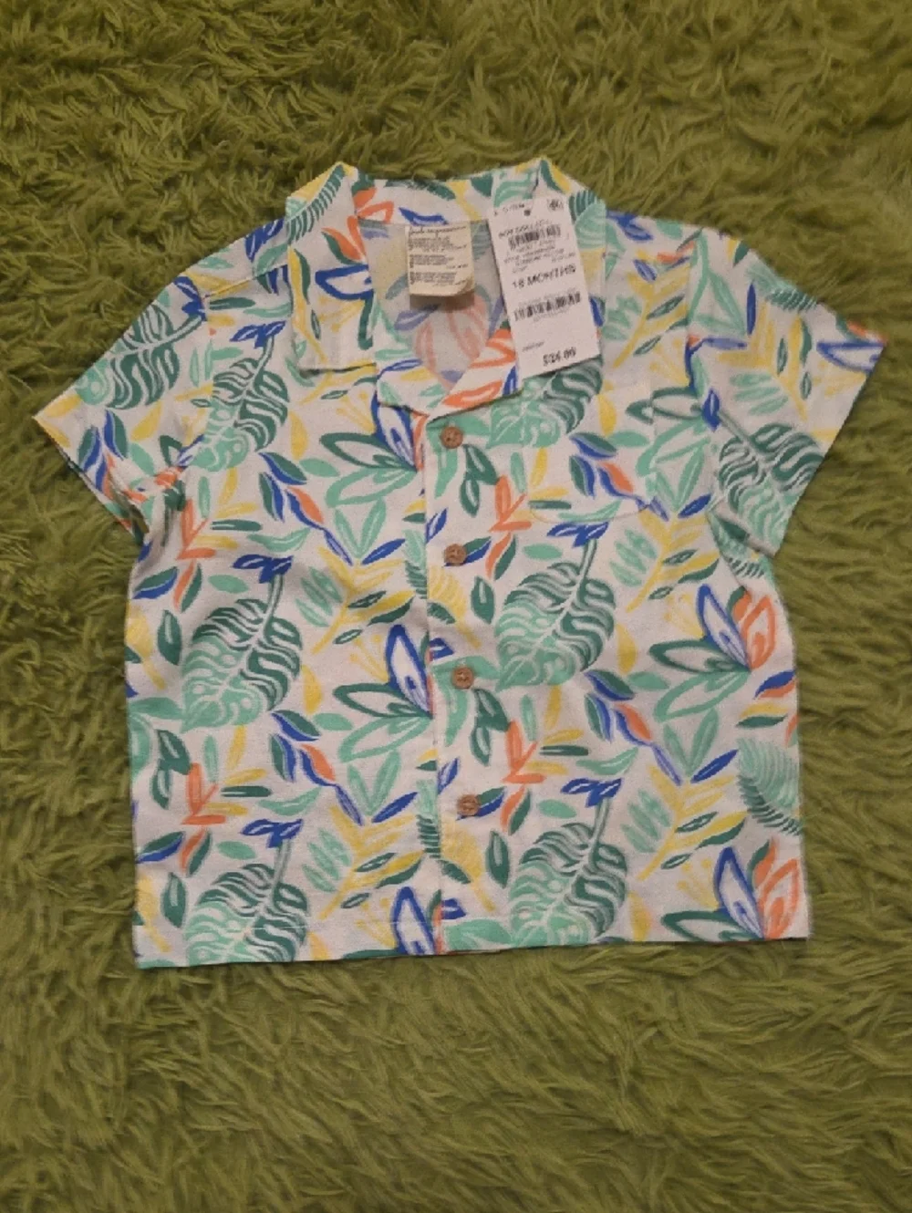 First Impressions Kids Leaf Print Short Pajama Set - Green, Blue, Orange, Yellow